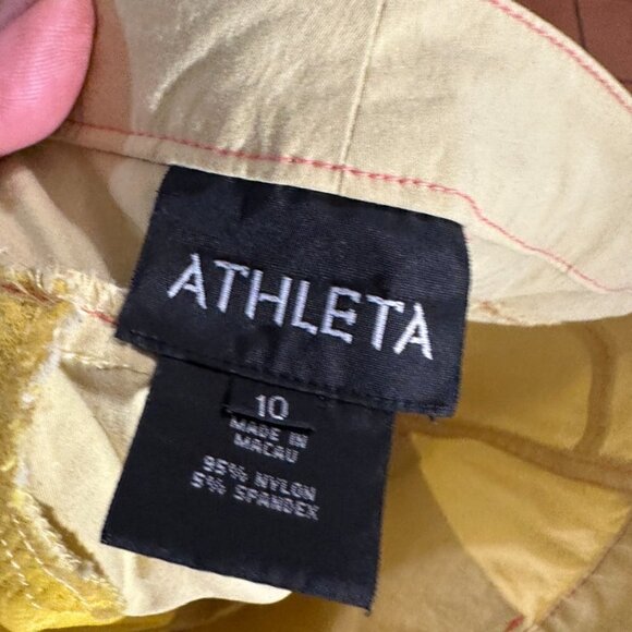 Athleta Shorts Size 10 EUC Yellow Golf Athletic Athleisure Pink Tennis Graffiti - Picture 4 of 6